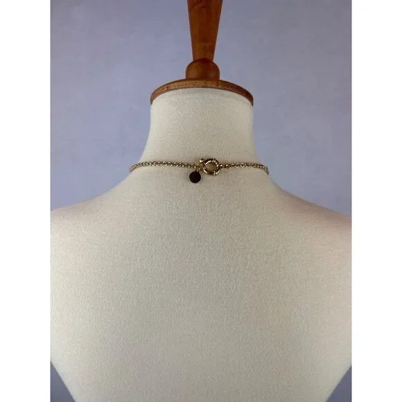 Marc Jacobs Gold Tone Pendant Necklace Enamel Circle Brown Yellow - Picture 3 of 8